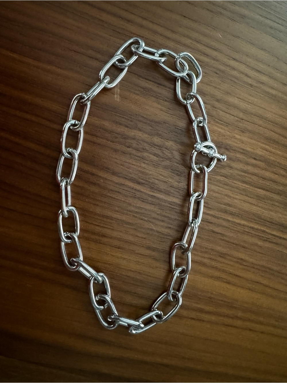 Bauble bar link necklace with toggle - Silver Tone
